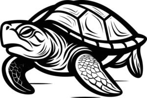 Black and white illustration of a sea turtle, perfect for creating logos, designs, and other projects vector