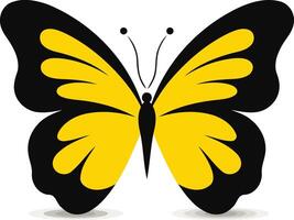 Simple, elegant yellow butterfly with black outlines and a subtle shadow vector
