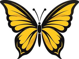 A simple yet elegant illustration of a yellow butterfly with black outlines vector