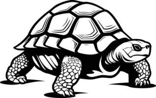 A bold and detailed black and white illustration of a tortoise, perfect for logos, branding, or design projects vector
