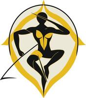 Abstract logo design featuring a stylized figure with a bow and arrow vector
