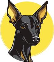 A playful and adorable black dog with big ears and a friendly expression vector