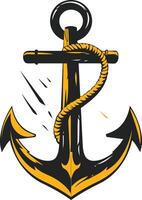 A classic nautical anchor with a rope wrapped around it, perfect for branding, logos, and design projects with a maritime theme vector