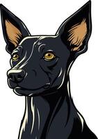A charming black dog with expressive eyes and perky ears vector