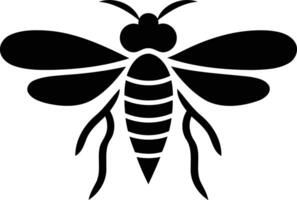 Simple, black and white silhouette of a bee, perfect for use as a logo, icon, or design element vector