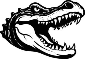 A fierce and detailed illustration of a crocodile's head with an open mouth, perfect for adding a touch of danger and primal power to your designs vector