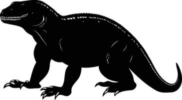 A dramatic black silhouette of a komodo dragon, perfect for designs that demand a powerful and striking image vector