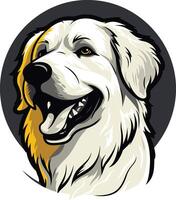 A friendly and cheerful white dog with a playful expression, perfect for dog lover merchandise, pet product packaging, or social media graphics vector