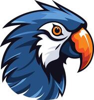 Bold and colorful parrot head logo, perfect for branding, gaming, or mascot design vector