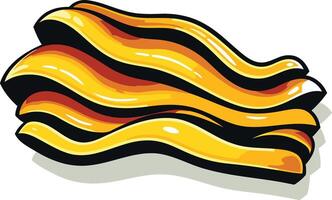 A cartoon illustration of crispy bacon, perfect for adding a fun and playful touch to your food-related designs vector