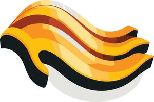 Abstract 3d logo design with dynamic waves in gold and black vector