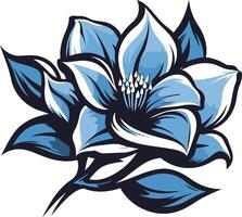 A stylized blue flower with bold lines and a white center vector