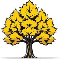 A stylized golden tree with a thick trunk and a lush canopy, representing growth, strength, and prosperity vector