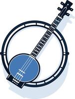 A simple yet striking silhouette of a banjo, perfect for representing music, folk, bluegrass, and americana themes vector