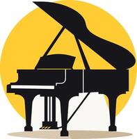 Simple and elegant silhouette of a grand piano against a yellow background vector