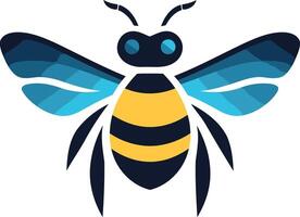 A modern, abstract bee logo design with a blue and black color scheme, perfect for businesses and brands seeking a unique and impactful visual identity vector