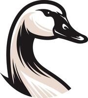A bold, black and white illustration of a goose head, perfect for branding or logo design vector
