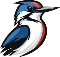 A bold and colorful illustration of a kingfisher bird, perfect for logos, branding, and nature-themed designs vector