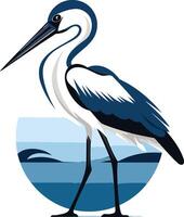 A stylized illustration of a heron standing in water, perfect for nature-themed branding, environmental organizations, or conservation projects vector