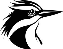 Bold black and white illustration of a bird's head, perfect for branding or design projects vector