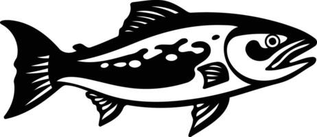 A bold, black and white silhouette of a fish, ideal for logo design, branding, or any project requiring a strong, graphic element vector