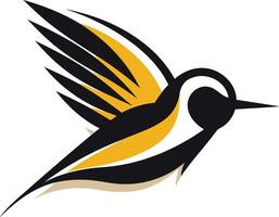 A stylized, modern bird logo in black and yellow, perfect for a brand seeking a symbol of freedom, speed, and dynamism vector