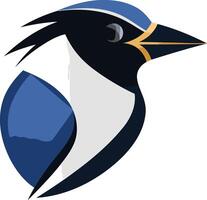 Abstract stylized bird logo design with blue and black colors, perfect for a business or brand seeking a modern and unique visual identity vector