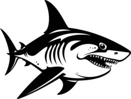 A powerful black and white illustration of a shark with sharp teeth, perfect for tattoos, t-shirts, and branding vector