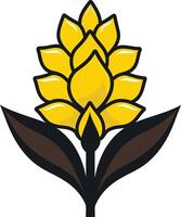 A simple and elegant yellow flower with two leaves, perfect for branding or design projects vector