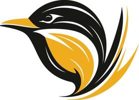 Modern, abstract bird logo design in black and yellow vector