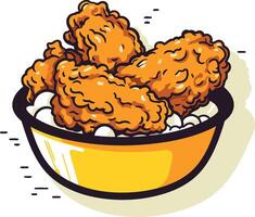 Crispy fried chicken wings in a bowl, perfect for menu design, food blogs, and social media posts vector