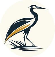 Elegant heron logo in a circular design, perfect for environmental, wildlife, or nature-inspired brands vector