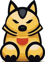 Cute, stylized illustration of a golden cat in a sitting pose vector