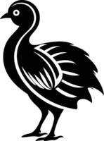 Stylized black and white silhouette of a bird with elegant lines and a simple design vector