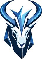 Modern, abstract logo design featuring a stylized bull's head in blue and white vector