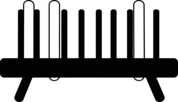 A minimalist black and white illustration of a simple bench with vertical slats vector