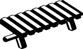 Black and white illustration of a simple folding wooden bench vector