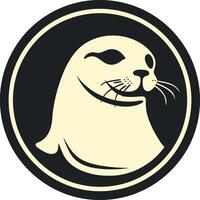 A simple, modern logo featuring a playful seal in a circular frame vector