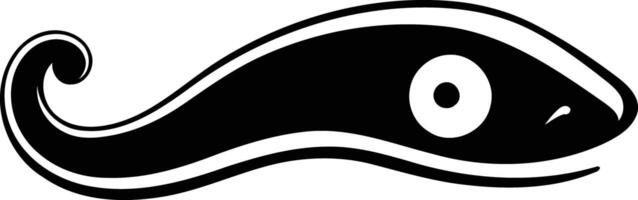 Black and white illustration of a stylized eye with a curved shape, perfect for tattoo designs, branding, or as a minimalist graphic element vector