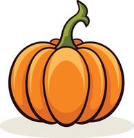 A cheerful, cartoon-style pumpkin with a green stem, perfect for adding a touch of autumn charm to your designs vector