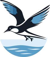 A stylized bird in flight above a wave, representing freedom, speed, and the power of nature vector