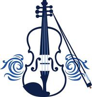 A stylized silhouette of a violin with a bow and abstract waves, perfect for musical event posters, invitations, or branding vector