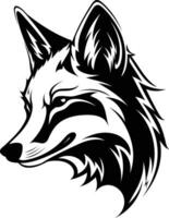 A striking black and white illustration of a fox's head, perfect for tattoo designs, logo creation, or any project requiring a bold and captivating animal motif vector