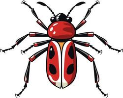 Cartoon Illustration of a Red and Black Beetle vector
