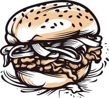 Burger Illustration with Black Outline vector