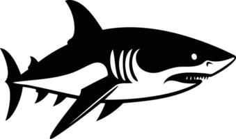 A bold, black and white silhouette of a shark, perfect for designs related to the ocean, marine life, and adventure vector