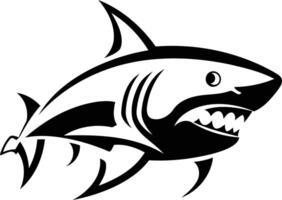 Sharp, tribal-style shark logo, perfect for branding, merchandise, and designs requiring a powerful, predatory image vector
