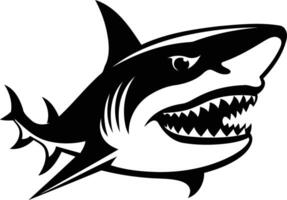 A bold and powerful black and white illustration of a shark with sharp teeth vector