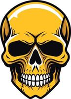 A bold, graphic illustration of a golden skull with detailed teeth, perfect for adding a touch of danger and edginess to your designs vector