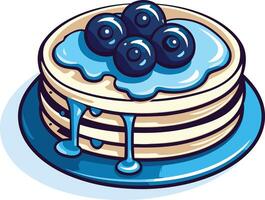 Delicious cartoon pancakes with blueberries and syrup, perfect for breakfast menus, social media, or branding vector